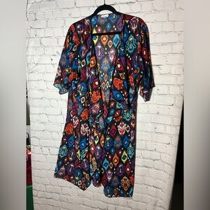 LuLaRoe Multicolor Abstract Kimono